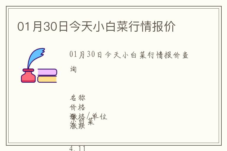 01月30日今天小白菜行情報價