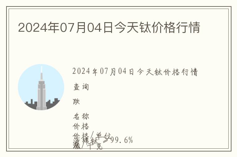 2024年07月04日今天鈦價格行情
