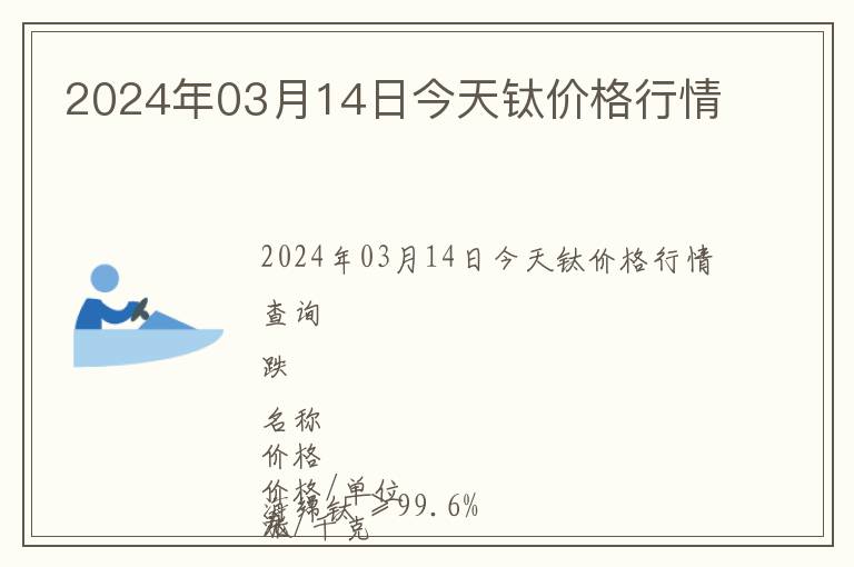 2024年03月14日今天鈦價格行情