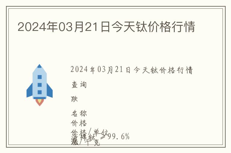 2024年03月21日今天鈦價(jià)格行情