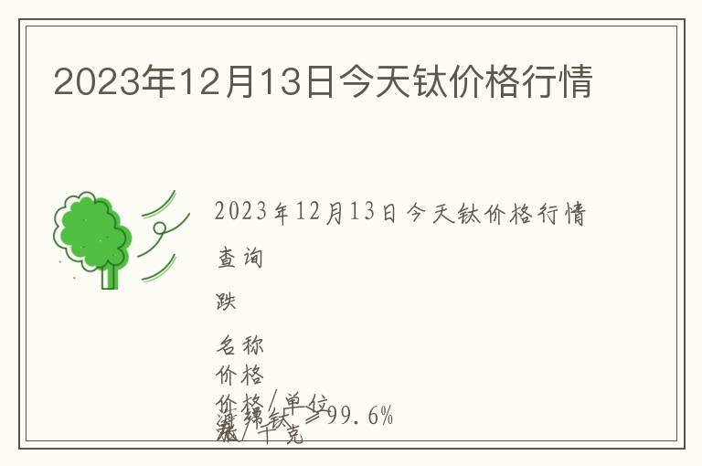 2023年12月13日今天鈦價格行情
