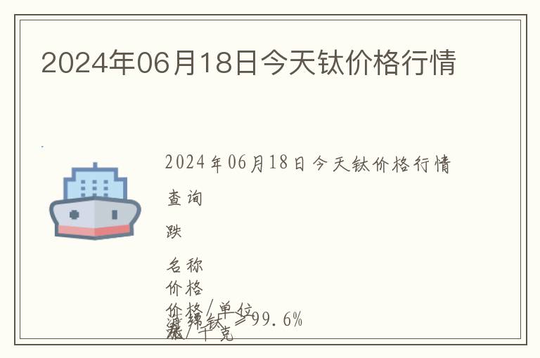 2024年06月18日今天鈦價(jià)格行情