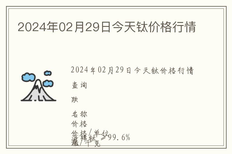 2024年02月29日今天鈦價(jià)格行情