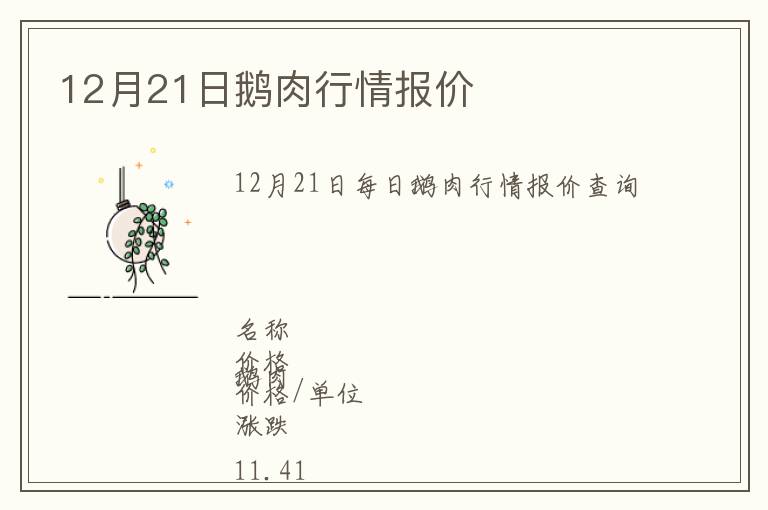 12月21日鵝肉行情報價