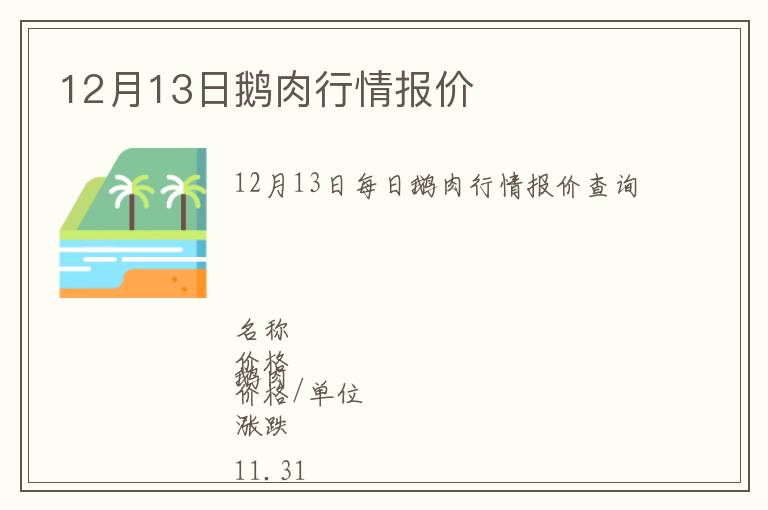 12月13日鵝肉行情報價