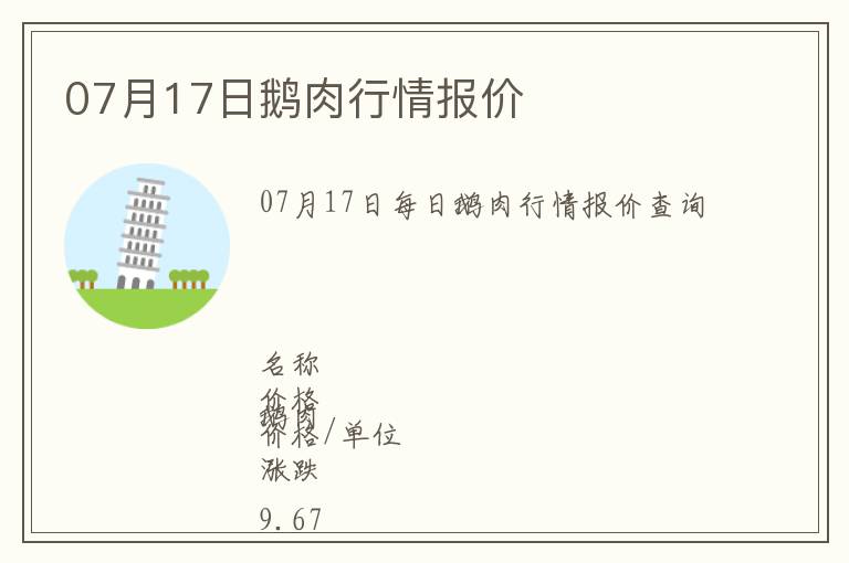07月17日鵝肉行情報價