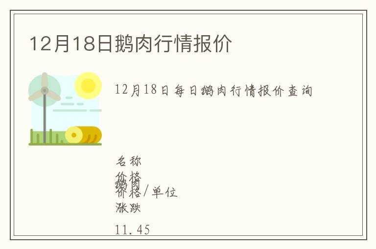 12月18日鵝肉行情報價