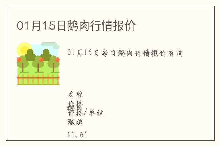 01月15日鵝肉行情報價