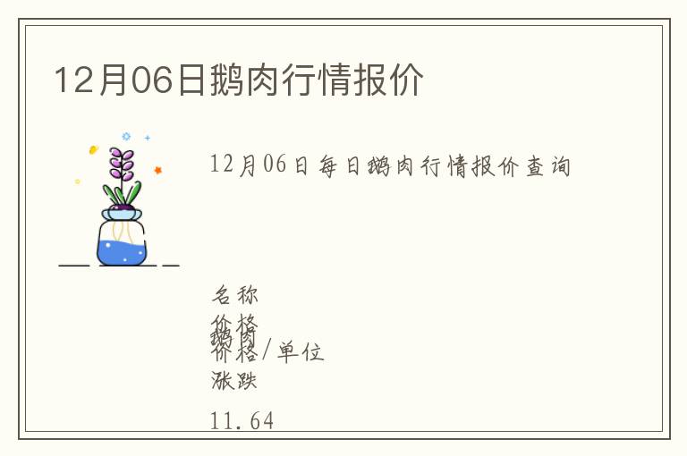 12月06日鵝肉行情報(bào)價(jià)