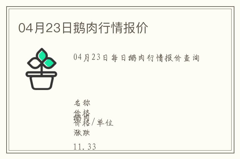 04月23日鵝肉行情報價