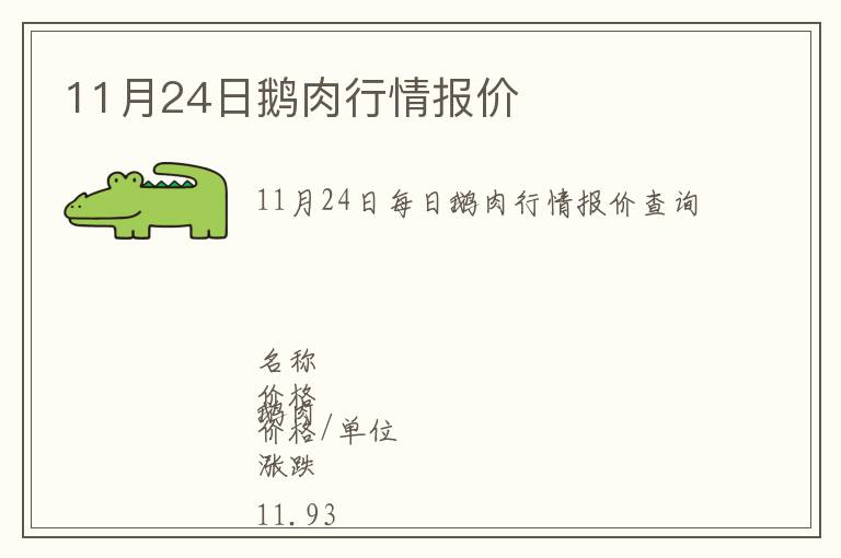 11月24日鵝肉行情報價
