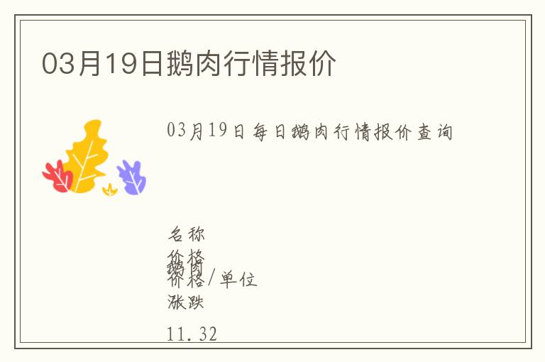 03月19日鵝肉行情報價