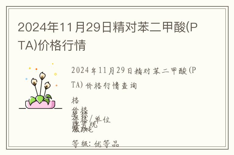 2024年11月29日精對(duì)苯二甲酸(PTA)價(jià)格行情