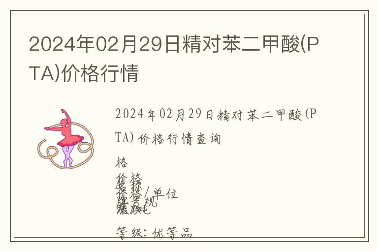 2024年02月29日精對苯二甲酸(PTA)價格行情
