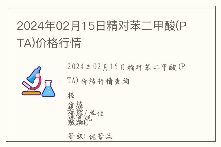 2024年02月15日精對苯二甲酸(PTA)價格行情