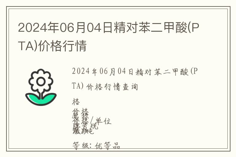 2024年06月04日精對苯二甲酸(PTA)價格行情