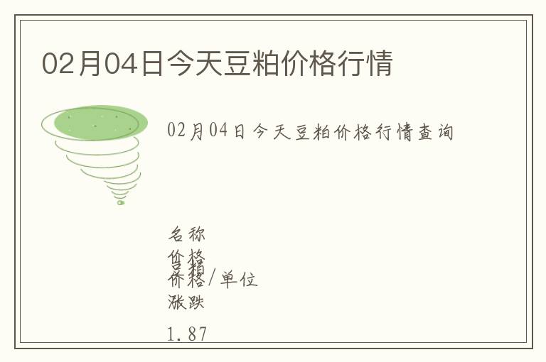 02月04日今天豆粕價格行情
