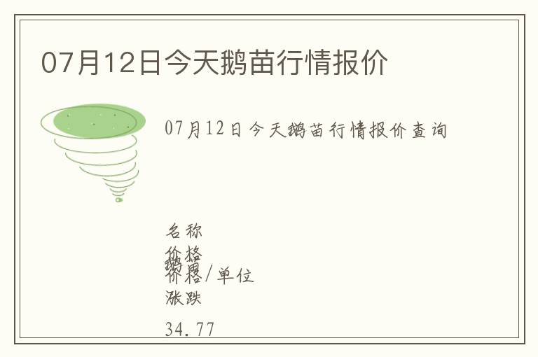 07月12日今天鵝苗行情報(bào)價(jià)