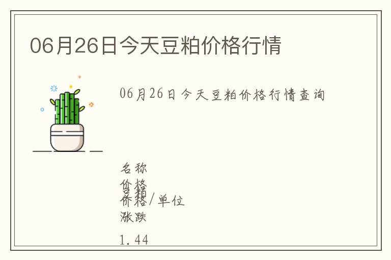 06月26日今天豆粕價格行情