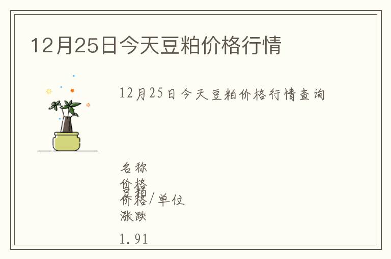 12月25日今天豆粕價格行情