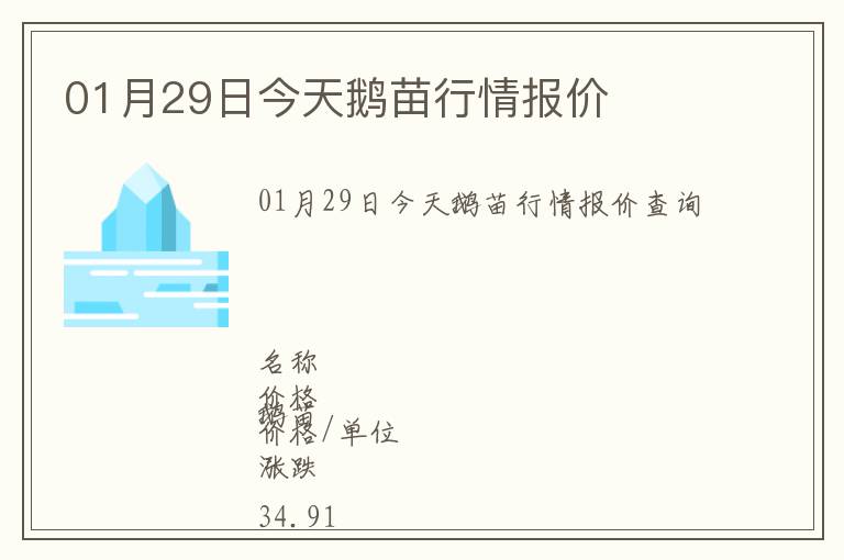 01月29日今天鵝苗行情報(bào)價(jià)