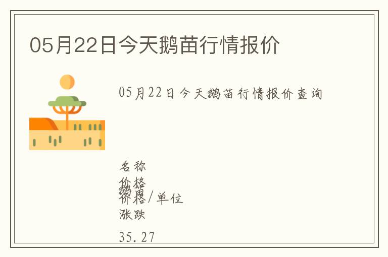 05月22日今天鵝苗行情報(bào)價(jià)