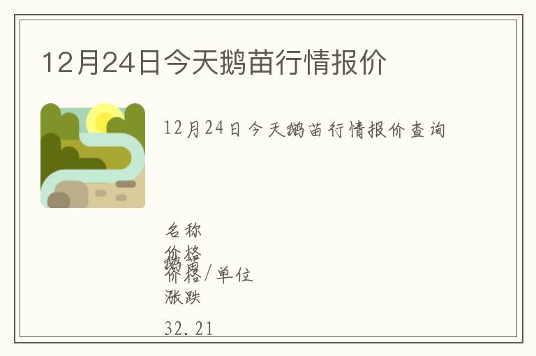 12月24日今天鵝苗行情報(bào)價(jià)
