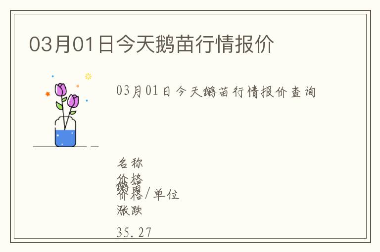 03月01日今天鵝苗行情報價