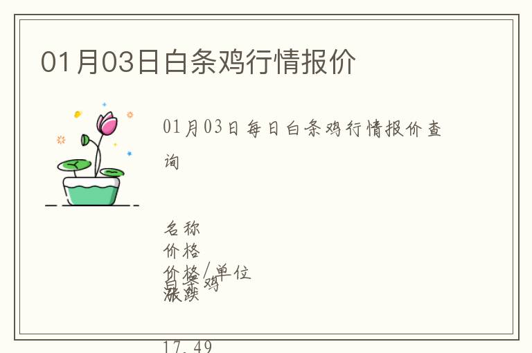 01月03日白條雞行情報(bào)價(jià)