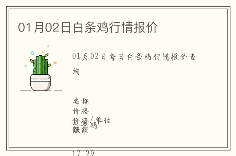 01月02日白條雞行情報價