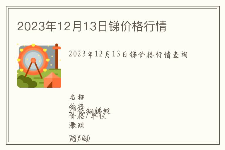 2023年12月13日銻價格行情