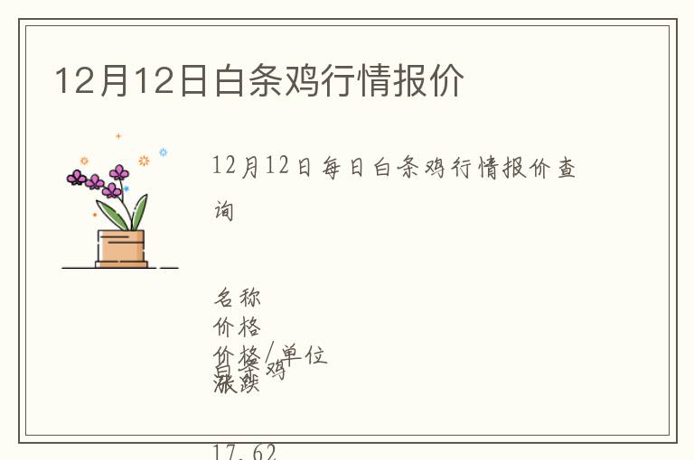 12月12日白條雞行情報(bào)價(jià)