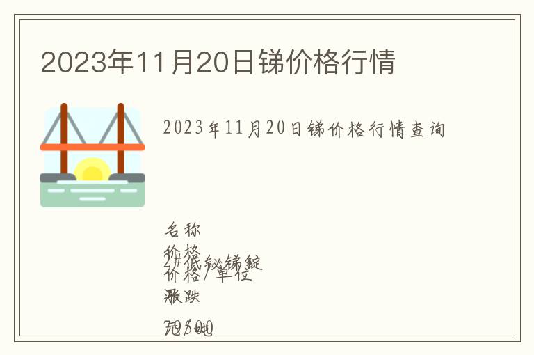 2023年11月20日銻價格行情