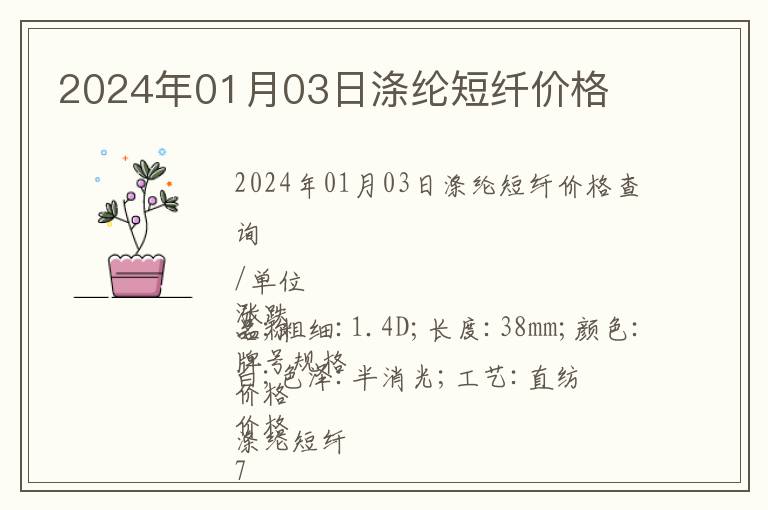 2024年01月03日滌綸短纖價格