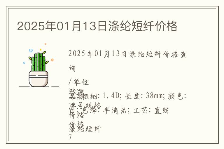 2025年01月13日滌綸短纖價(jià)格