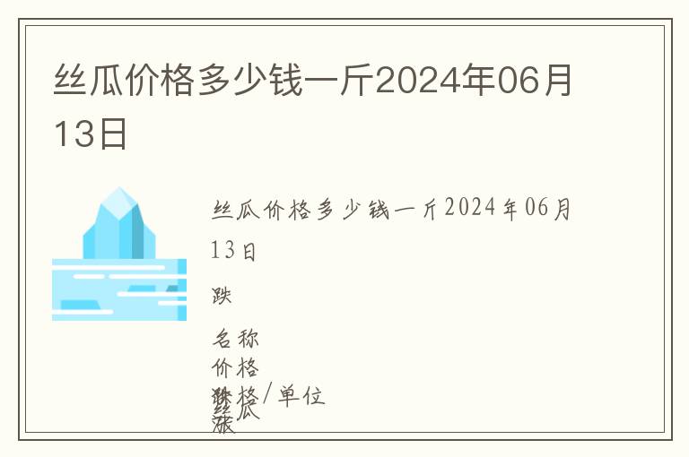 絲瓜價(jià)格多少錢(qián)一斤2024年06月13日