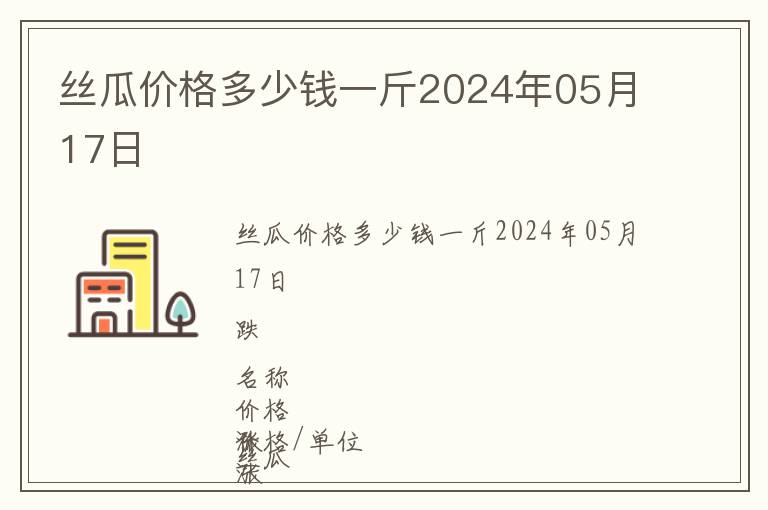 絲瓜價格多少錢一斤2024年05月17日