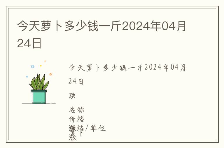 今天蘿卜多少錢一斤2024年04月24日