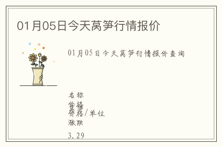 01月05日今天萵筍行情報價