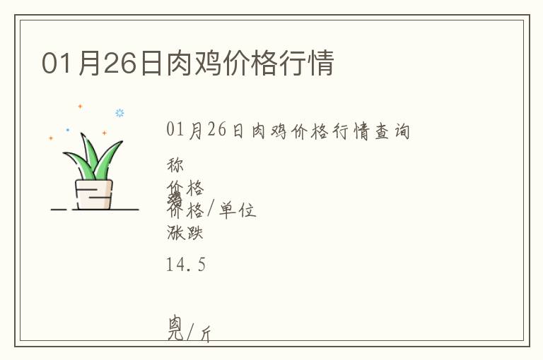 01月26日肉雞價格行情
