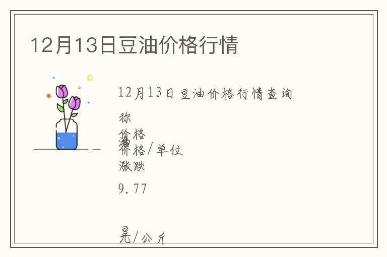 12月13日豆油價格行情