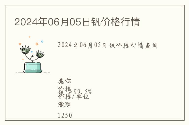 2024年06月05日釩價(jià)格行情