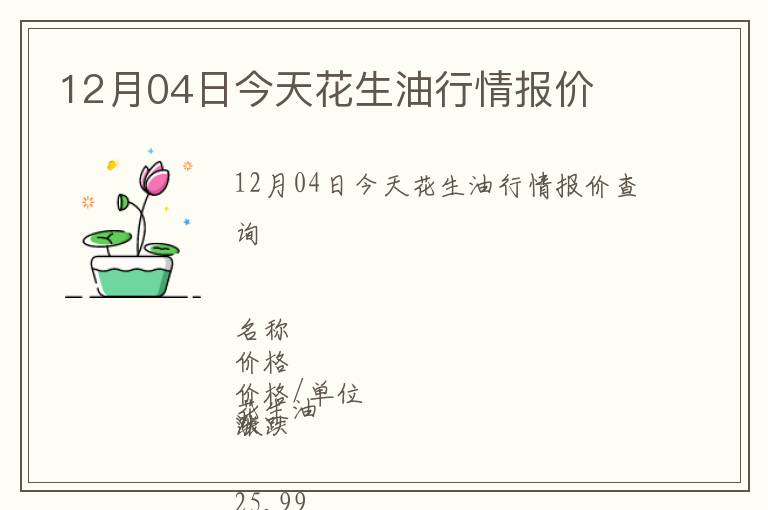 12月04日今天花生油行情報價