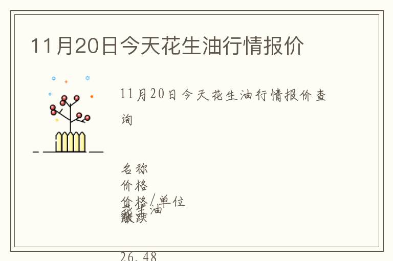 11月20日今天花生油行情報價