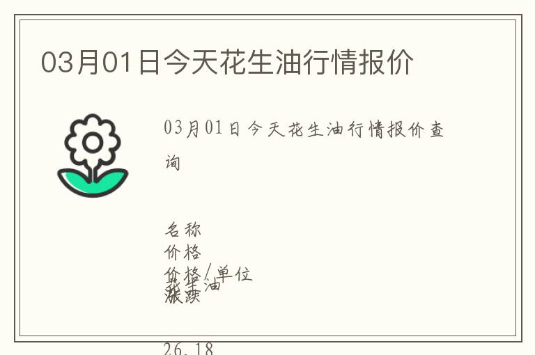 03月01日今天花生油行情報價