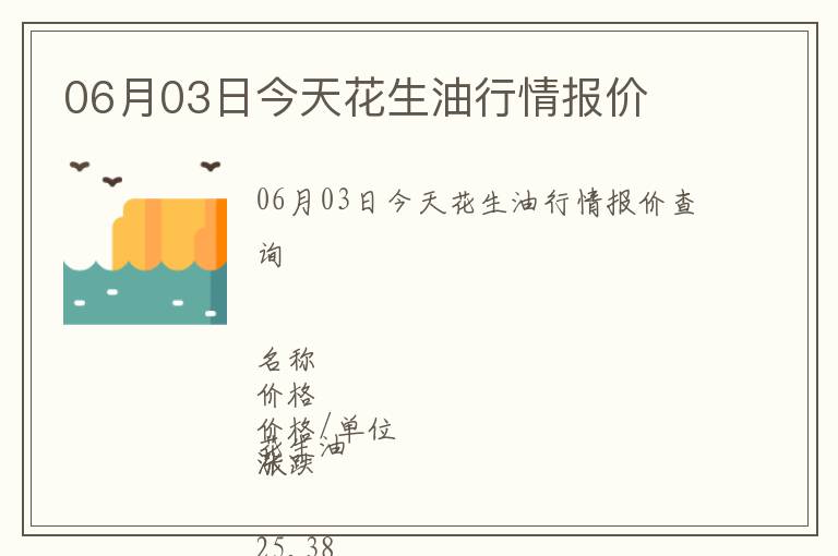 06月03日今天花生油行情報價