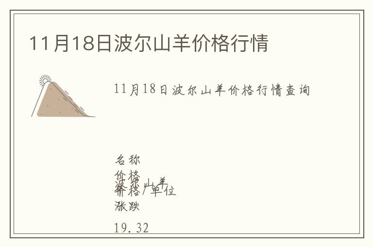 11月18日波爾山羊價(jià)格行情