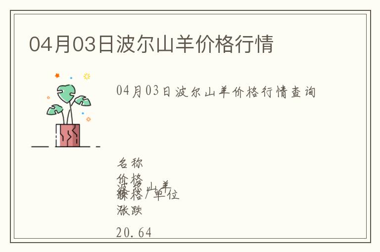 04月03日波爾山羊價格行情