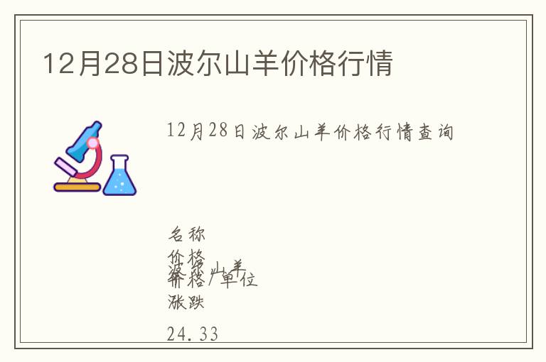 12月28日波爾山羊價格行情