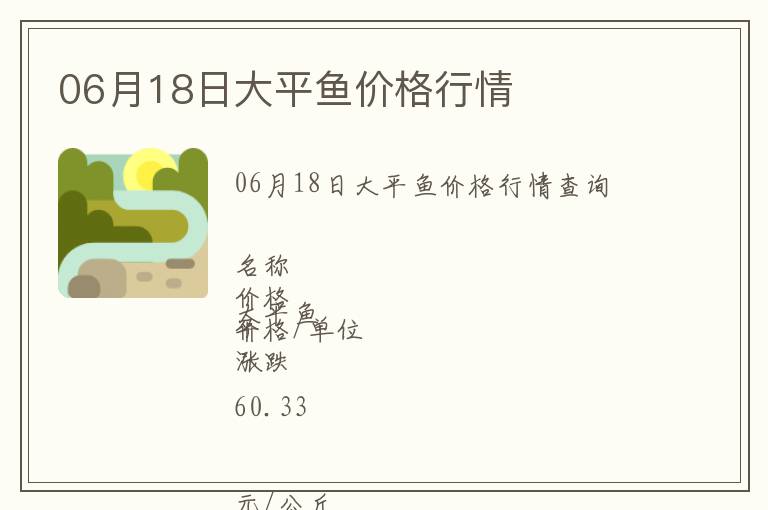 06月18日大平魚價格行情